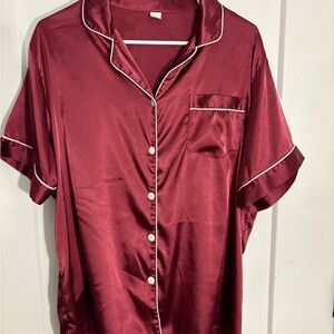 Satin Burgundy Pajama Top